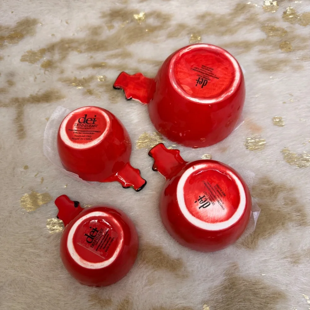 St. Nicholas Round Yuletide Christmas Snowman 4-pc. Ceramic Measuring Cup Set
